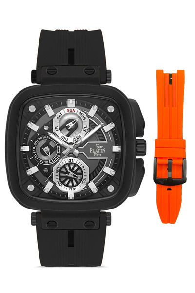 Platin Pierre Hds-Pl-1038Gd-Zq2 Silicone Cord Functions Active Square Men's W...