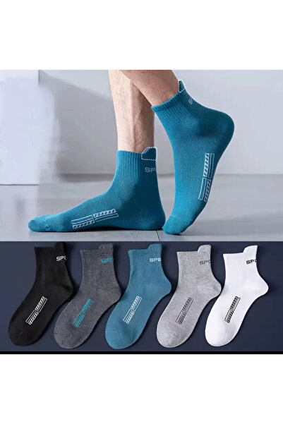 Çorabistaan 5 Çift Çok Renkli Yüksek Kalite Erkek Yarım Konç Spor Çorap Dikiş...