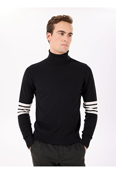 John Richmond Balıkçı Yaka Regular Fit Siyah Erkek Kazak UMA24102LU