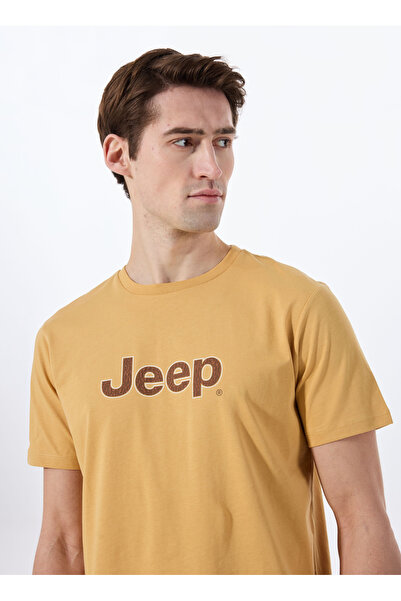Jeep Bisiklet Yaka Baskılı Hardal Erkek T-Shirt J5SM-TST7347