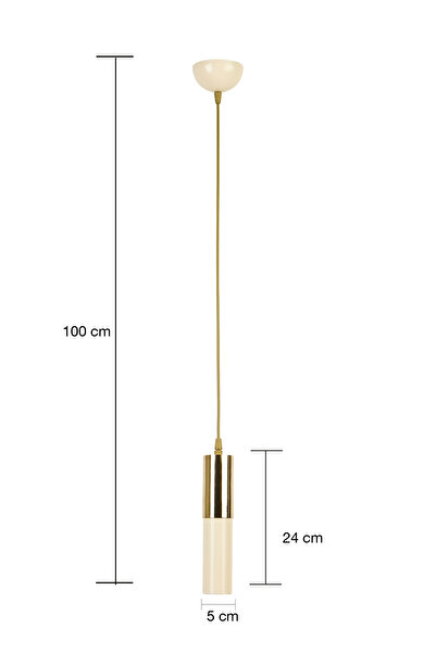 Bozyaka Aydınlatma Arya Dekoratif Tavan Sarkıt Krem & Gold Kaplama Tekli Avize (GÜN IŞIĞI LED AMPUL DAHİLDİR...)