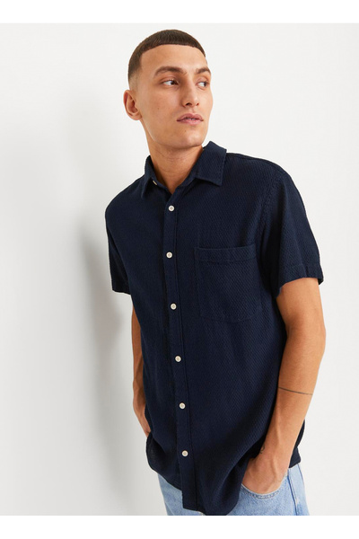 Jack & Jones Rahat Mavi Erkek Gömlek JORTAMPA DOBBY SHIRT SS