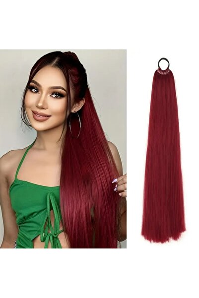 Mina Peruk Lastik Tokalı At Kuyruğu Düz - Kızıl