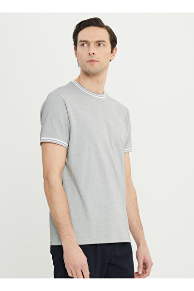 ALTINYILDIZ CLASSICS Altınyıldız Classics Crew Neck Plain Light Gray Men's T-Shirt Ace091252105_Agr