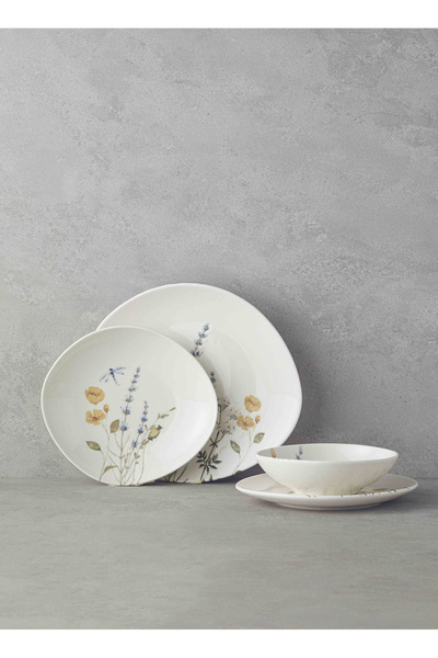 English Home Balmy Yemek Takımı Mavi - Sarı 24 Parça 6 Kişilik