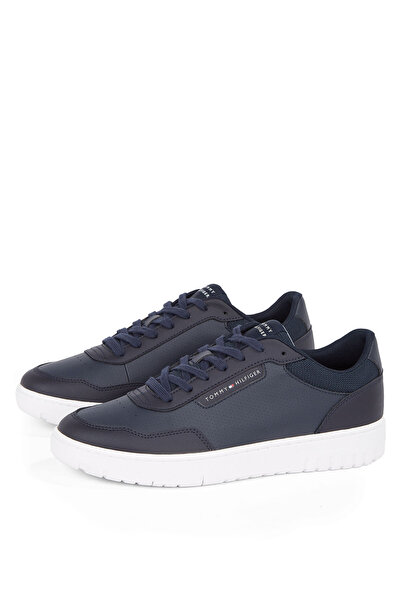 Tommy Hilfiger Lacivert Erkek Sneaker TH BASKET CORE LTH PINPERF
