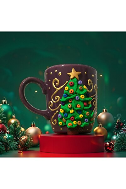 MAKARON SANAT YENİ YIL CRİSMAS NOEL GEYİK YENİ YIL 3D KABARTMA KUPA BARDAK