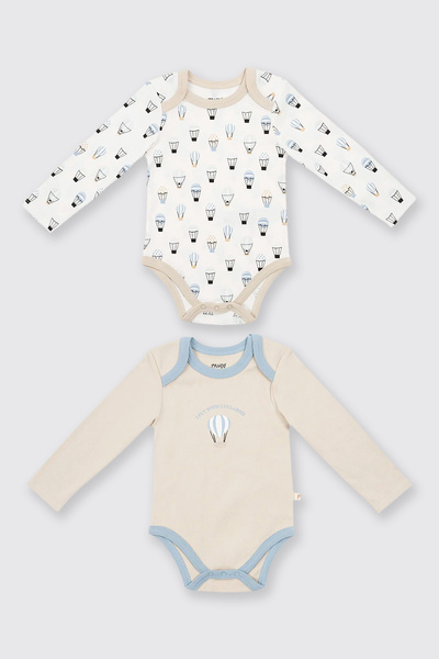 Panço Yenidoğan Balon Baskılı Ekru 2'li Body Set