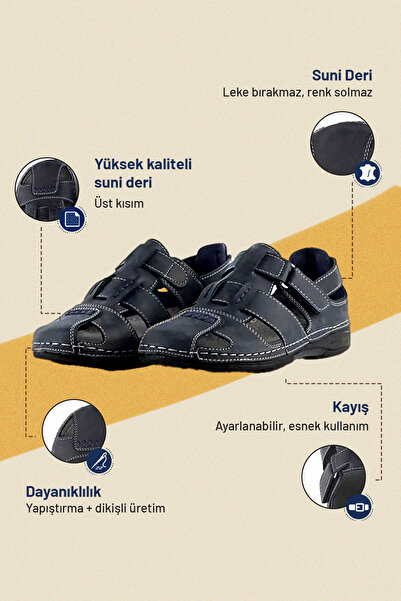 Tigerline Men's Sandals - Blue/Navy Blue Nubuck - Comfort Supported Structure Stylish Design Soft Sole