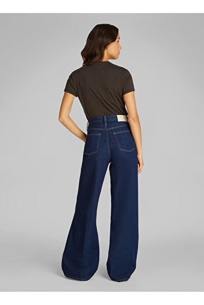 Calvin Klein Yüksek Bel Geniş Paça Koyu İndigo Kadın Denim Pantolon K20K2082531AQ