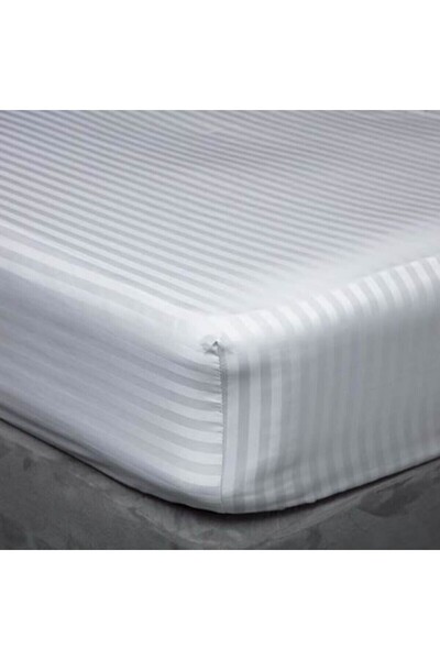 MEŞELİ TEKSTİL Luxury Cotton Satin Striped Hotel Sheet Set - Double and Single, Elastic Pillowcase 1 Sheet + 2 Pillowcases