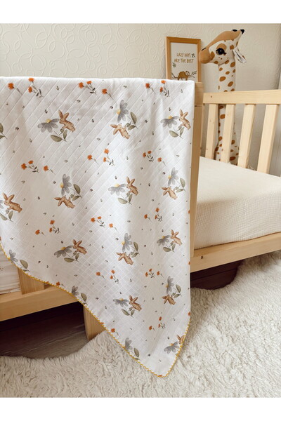 Cloudy Çok Amaçlı Müslin Örtü 07- Papatya 80x90 Cm, Yeni Doğan, Müslin Battaniye, Müslin Bez