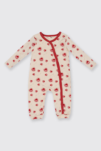 Panço Yenidoğan Elma Desenli Bej Tulum