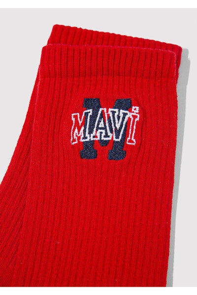 Mavi Logo Embroidered Red Socks 1913540-30370