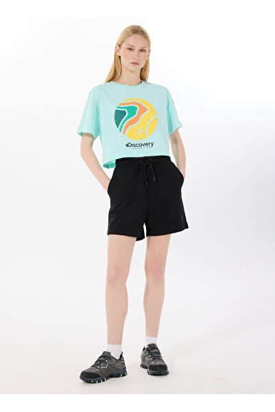 Discovery Expedition D5SL-SHT3516 Siyah Lastikli Bel Relaxed Düz Kadın Şort