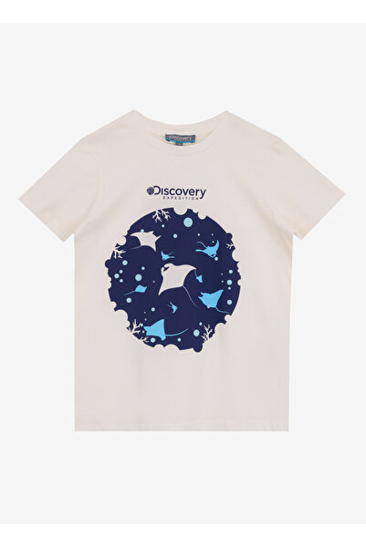 Discovery Expedition Baskılı Kırık Beyaz Erkek Çocuk T-Shirt D5SB-TST3267