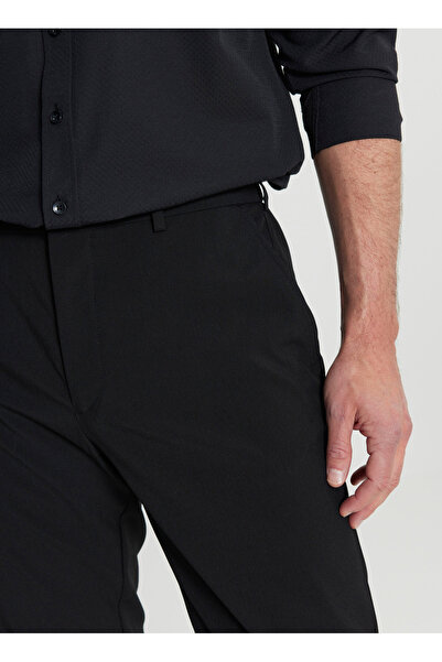 ALTINYILDIZ CLASSICS Altınyıldız Classics Elastic Waist Regular Leg Slim Fit Black Men's Pants Ace001252195_Syh