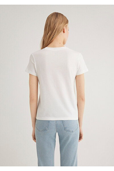 Mavi Bisiklet Baskılı Ekru Tişört Semi Slim Fit / Yarı Dar Kesim 1612982-70057