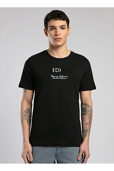 Lee Cooper Ανδρικό μπλουζάκι με λαιμόκοψη μαύρο 252 LCM 242032 DESAV BLACK