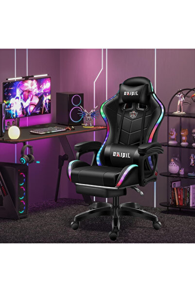 Domuik كرسي ألعاب وسباقات مريح للمكتب - دعم قطني، مسند ظهر قابل للتعديل، دوار