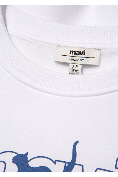 Mavi Bílá mikina s potiskem Logo Cat 7s10001-620