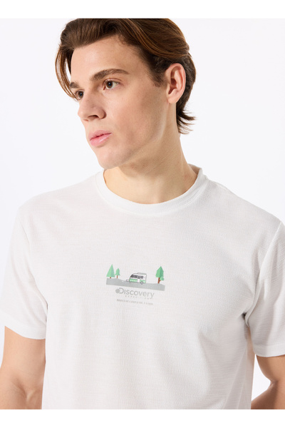 Discovery Expedition D5SM-TST3841 Ekru Bisiklet Yaka Relaxed Baskılı Erkek T-...