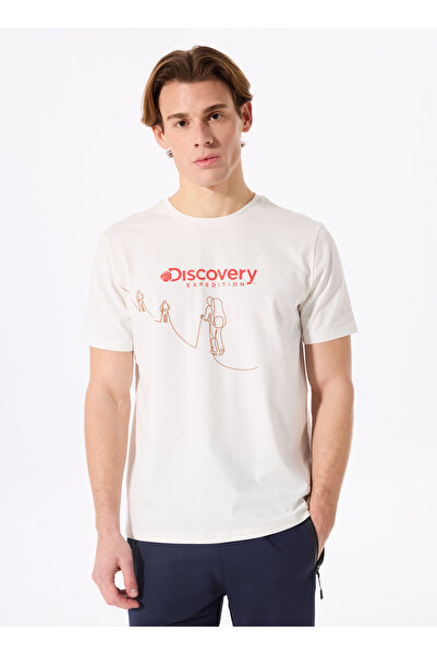 Discovery Expedition D5SM-TST3645 Kırık Beyaz Bisiklet Yaka Relaxed Baskılı E...