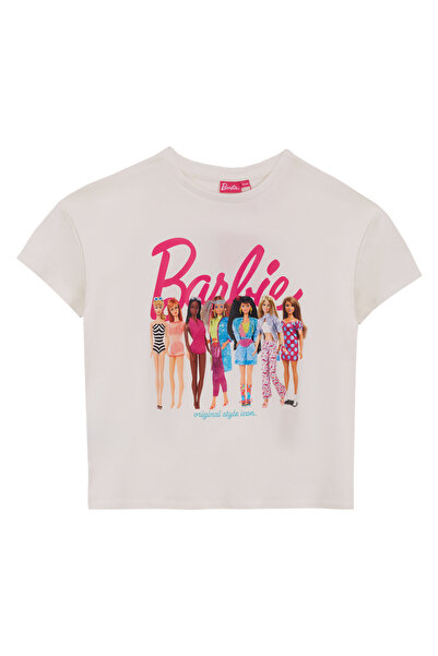 Barbie Ekru Kız Çocuk Baskılı T-Shirt BRB5SG-TST6015