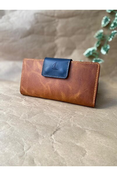 ALESTA LEATHER (اسم الكتابة) محفظة هاتف - جلد طبيعي مصنوع يدويًا