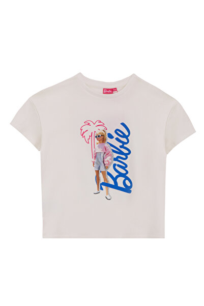 Barbie Ekru Kız Çocuk Baskılı T-Shirt BRB5SG-TST6022
