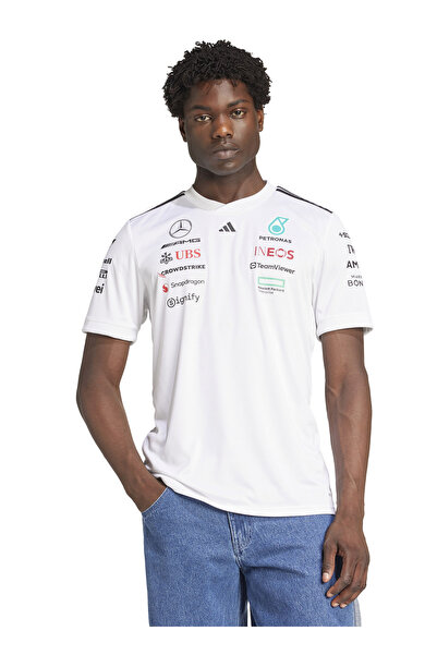 adidas JX5798 MERCEDES DR JSYW RM Beyaz Yuvarlak Yaka Normal Kalıp Forma