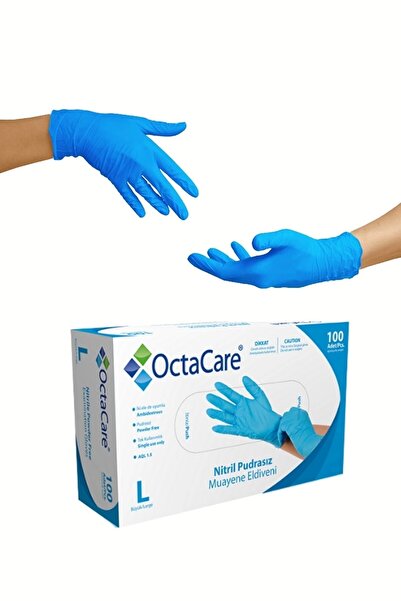 Octacare قفازات النتريل الزرقاء L