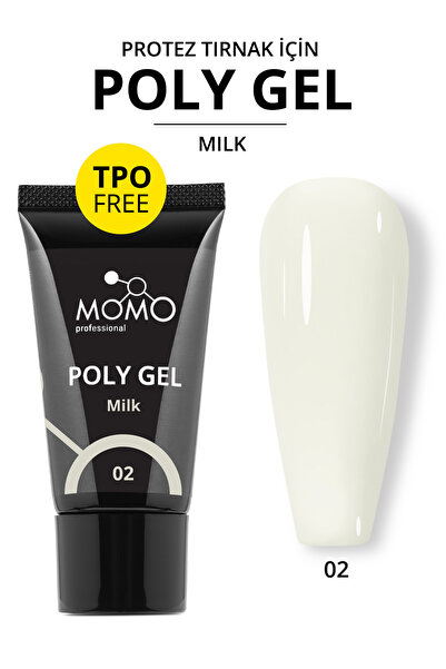 MOMO professional Protez Tırnak İçin Poly Gel, Poli Jel, No.02, Süt Beyazı, 3...