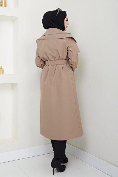 InStyle Μπεζ καμπαρντίνα με φόδρα με λεπτομέρεια επωμίδας στους ώμους