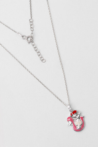 So CHIC... Pembe Kuğu 18 Ayar Beyaz Altın Kaplama Gümüş 33 Cm Çocuk Kolye
