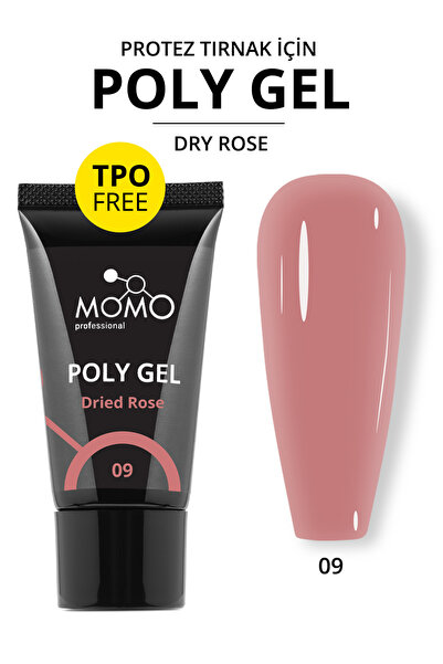 MOMO professional Protez Tırnak İçin Poly Gel, Poli Jel, No.09, Gül Kurusu, 3...