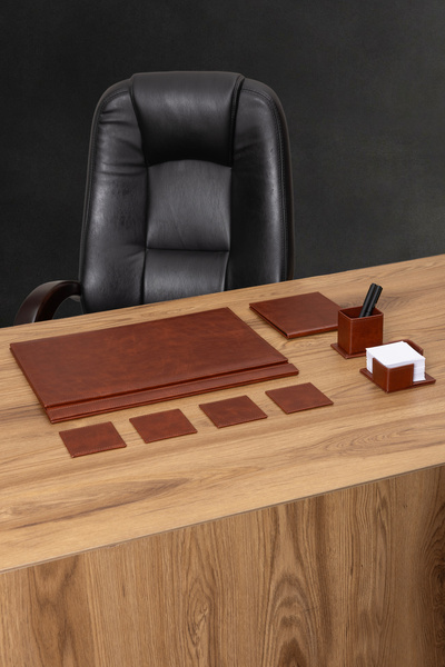 ofisbura Classic Taba 8 Parça Deri Sümen Takımı