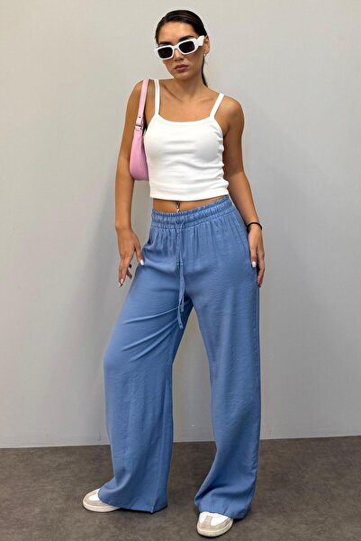Madmext Mavi Geniş Paça Kadın Pantolon MG1982