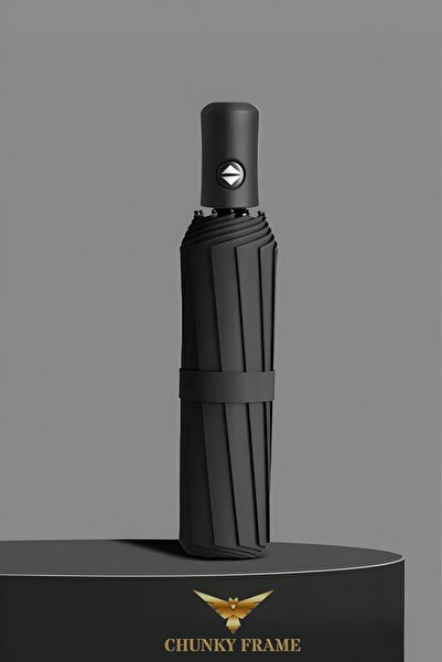 Chunky Frame Tam Otomatik Çanta Boy Siyah Renkli Şemsiye DüzRenkŞemsler