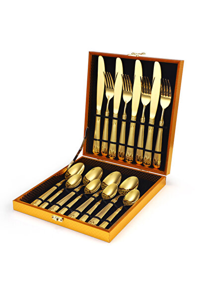 Trendy's Set of 16 cutlery, stainless steel, for 4 people, TRENDY'S, gold
