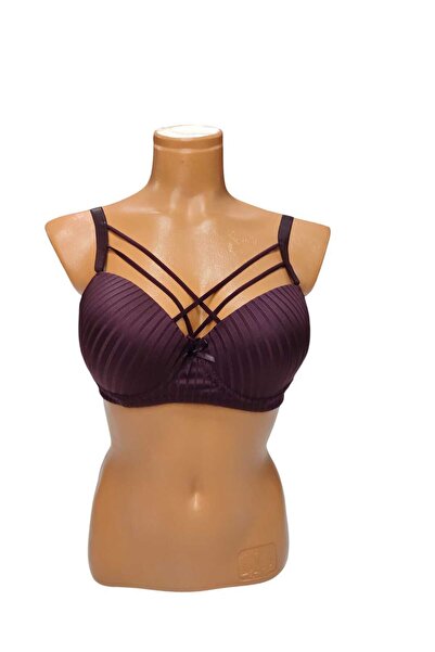 wear treasure C Cup з підкладкою з губки, порожнистий, з перехресними бретелями, фіолетовий бюстгальтер