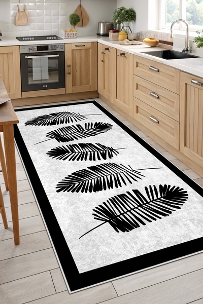 West Home Dijital Baskı Yıkanabilir Kaymaz Taban Salon Halısı Mutfak Halısı Yolluk