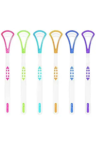 Yelejoy 6 قطع مكشطة اللسان، مكشطة لسان مزدوجة الجوانب للعناية بالفم للبالغين ...