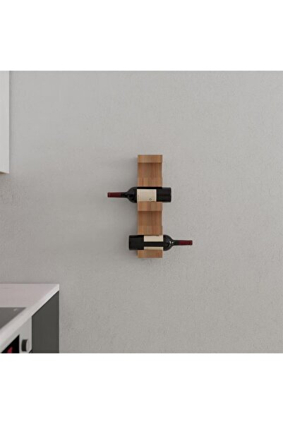 RackAndCork Rack And Cork Modern Ahşap Şaraplık | 4 Şişe Kapasiteli | Duvar A...