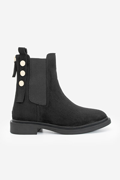 Marjin Dámské zlaté boty s dvojitým elastickým zipem na zadní straně Valone Black Suede