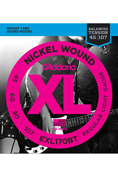 Generic Brand مجموعة أوتار جيتار باس داداريو EXL170BT، XL، 45-107، نيكل