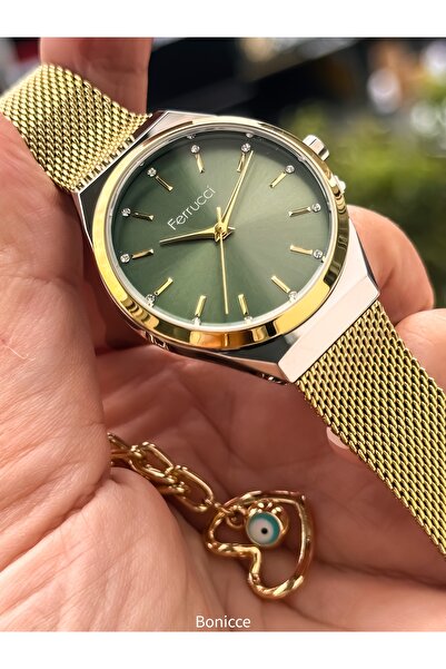 Ferrucci Yellow Green Color Steel Cord, Stylish Design, Women's Wrist Watch+B...