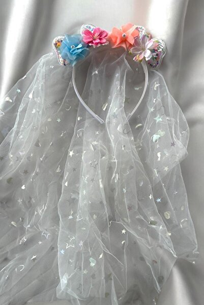 TAKIŞTIR Λευκό χρώμα λουλουδάτο στολίδι με λεπτομέρεια από τούλι