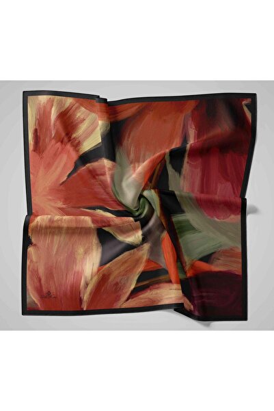 Mahal Eșarfă Aura cu model de frunze și dungi laterale Silhome