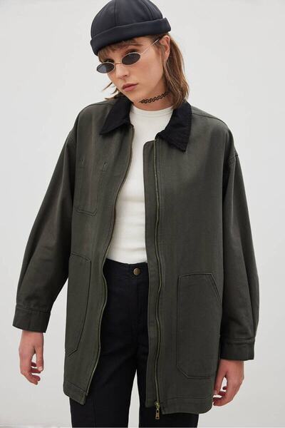 BE BLUE Μπουφάν 90s Anthracite Gabardine